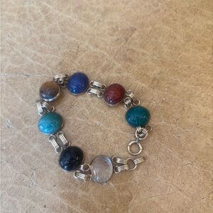 Elegant Multi-Color Scarab Bracelet, precious gemstones…Vintage
